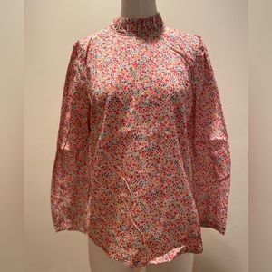 Jcrew ruffle neck long sleeve blouse in liberty fabric